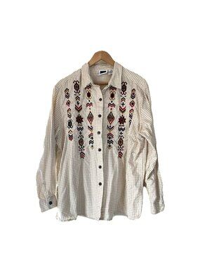 Vintage C.S.T. Sport Southwestern Embroidered Button Down Shirt Women's 1X